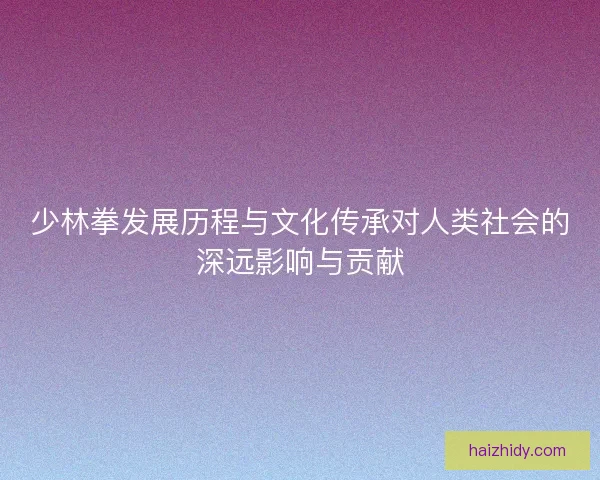 少林拳发展历程与文化传承对人类社会的深远影响与贡献