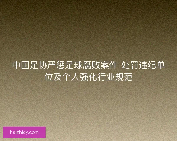 中国足协严惩足球腐败案件 处罚违纪单位及个人强化行业规范 中国足协严惩足球腐败案件 处罚违纪单位及个人强化行业规范
